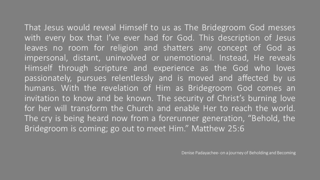 Bridegroom God - no room for religion
